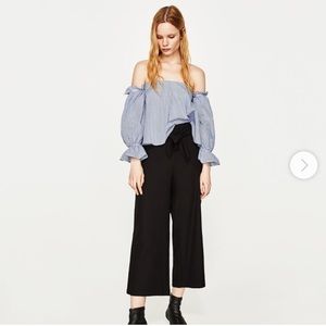 Zara Black Culottes with Tie Waist
